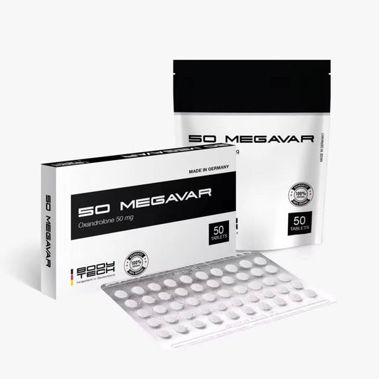 Bodytech Megawar 50mg - 50 Tab, Oxandrolone steroid package for muscle growth and lean body.