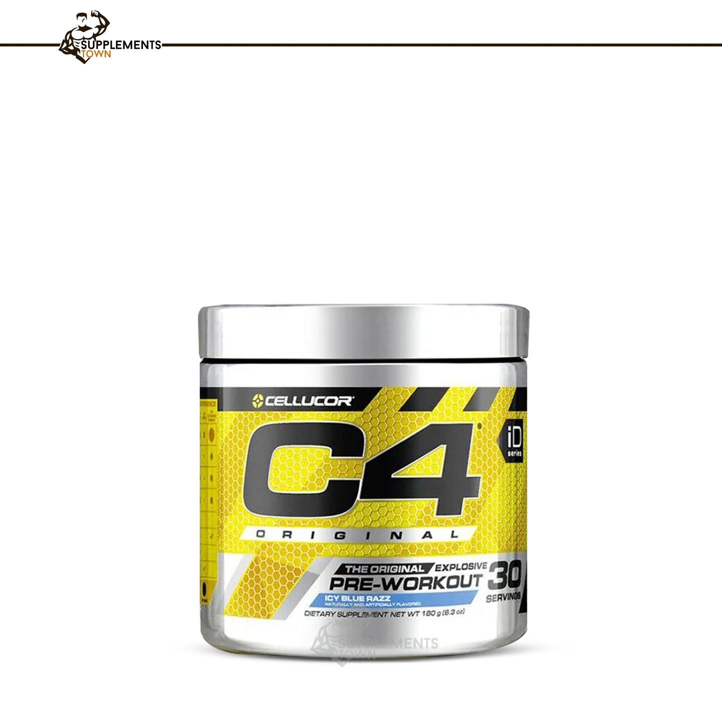 Cellucor C4 Original pre-workout powder container, 30 servings, explosive energy focus formula.