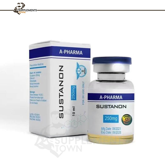 Sustanon 10ml/250mg vial and box by Apharma.
