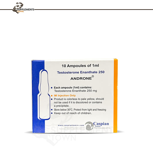 Androne Testosterone Enanthate 250mg vial - Testosterone injection for muscle growth and hormone replacement therapy.