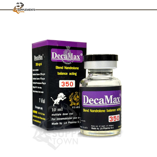 DecaMax 10ml/350mg By La Pharma vial and packaging for muscle enhancement.