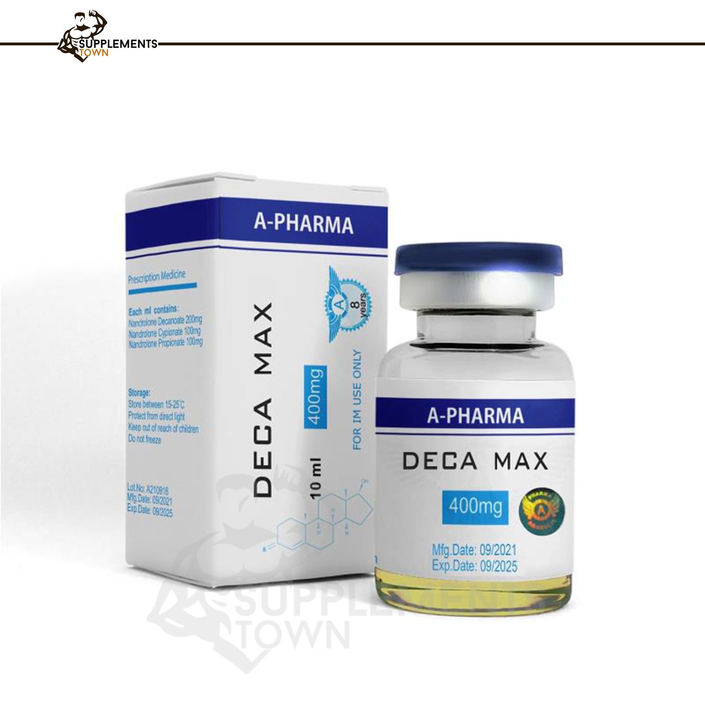 Deca Durabolin(Deca-Max) 10ml/400mg vial and packaging.