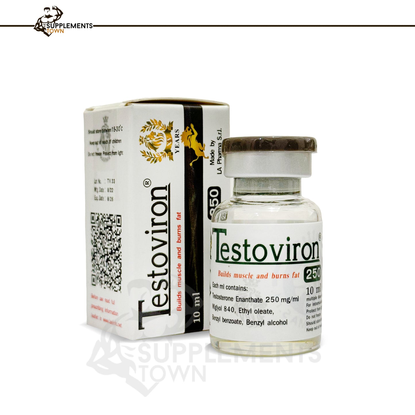 Testoviron 10ml vial by La Pharma for muscle mass and strength.