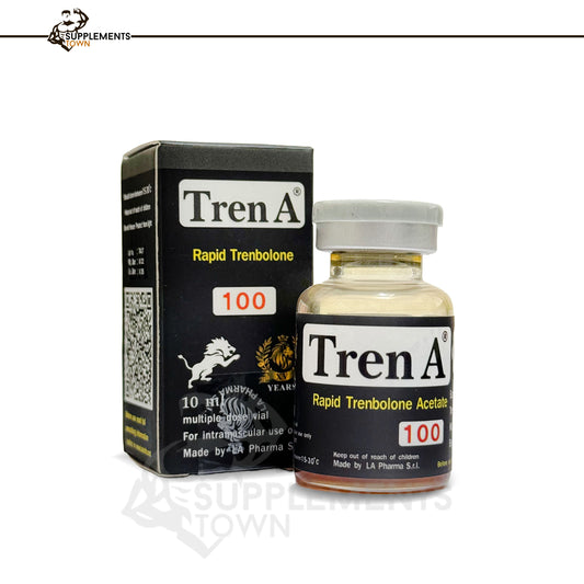 Tren A 10ml/100mg by La Pharma vial and box for muscle growth and fat loss.
