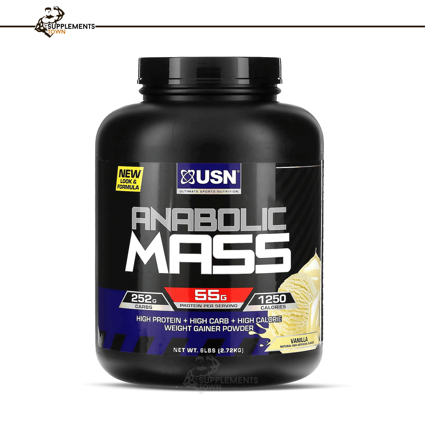 USN Anabolic Mass Gainer 3 Kg supplement tub for muscle growth.