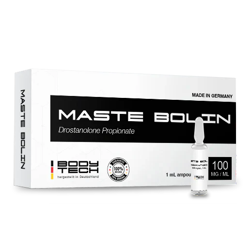 Bodytech Mastebolin 100mg box and ampoule, containing Drostanalone Propionate, androgenic compound.