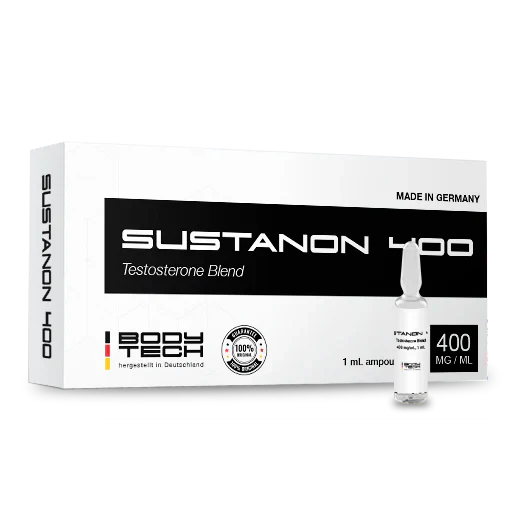 Bodytech Sustanon 400mg testosterone blend packaging with vial.